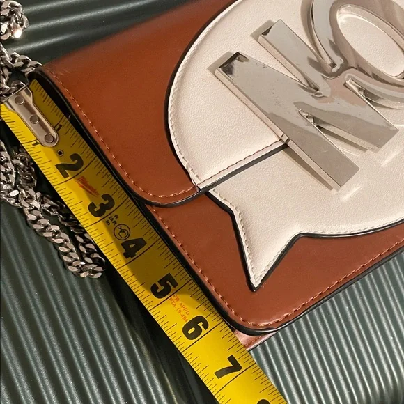 Zara Brown and White Chain Crossbody Bag - Picture 6 of 16